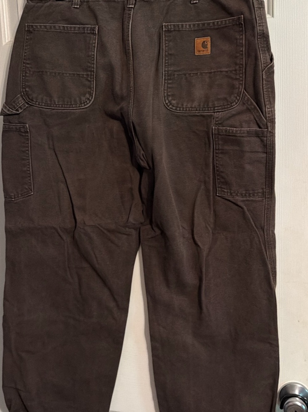 Carhartt Men's Dark Brown Cargo Work Pants with Utility Pockets